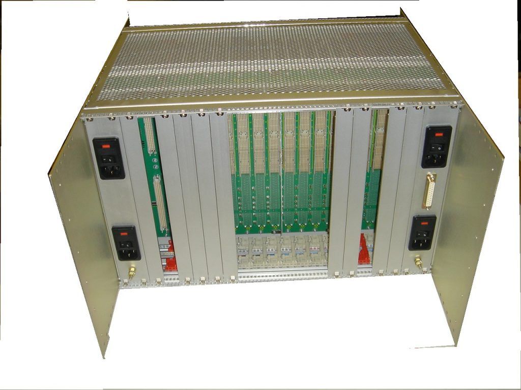 Open VME system showing backplane and power connections
